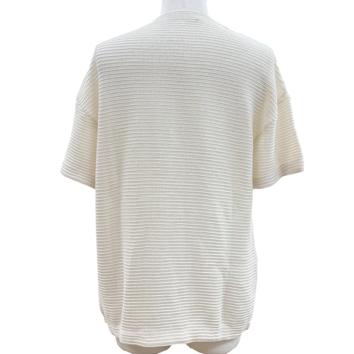 未使用品▼DIOR ディオール オム 393M648AT559 ボーダー柄 ロゴワッペン付き リブ編み クルーネック カットソー 半袖Ｔシャツ S 正規品