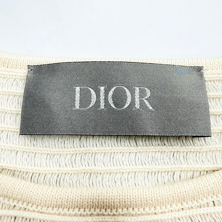 未使用品▼DIOR ディオール オム 393M648AT559 ボーダー柄 ロゴワッペン付き リブ編み クルーネック カットソー 半袖Ｔシャツ S 正規品