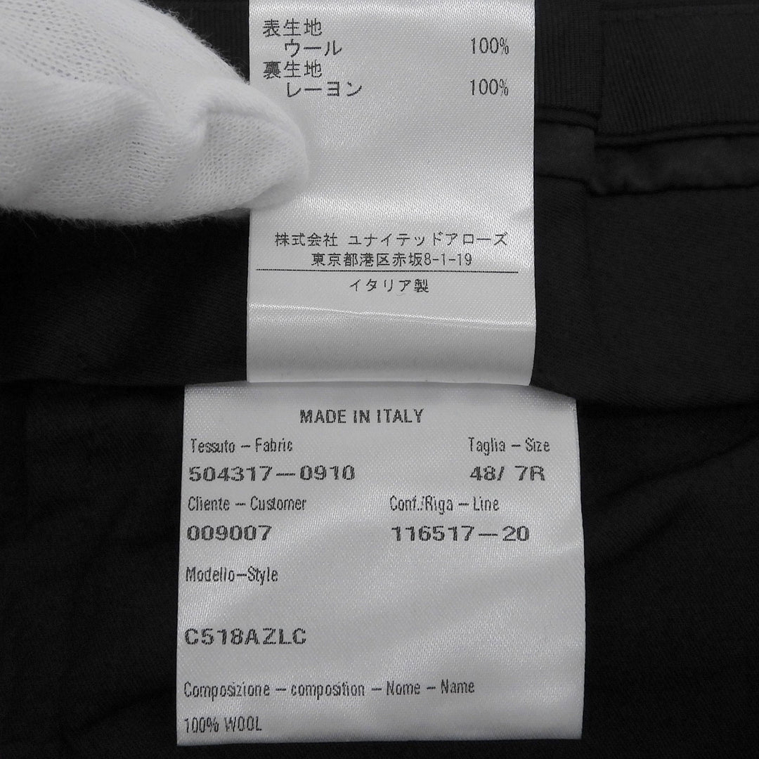 未使用品▲CARUSO カルーゾ ウール100％ テーパード 1タック センタープレス スラックス ブラック 48/7R イタリア製 正規品 メンズ