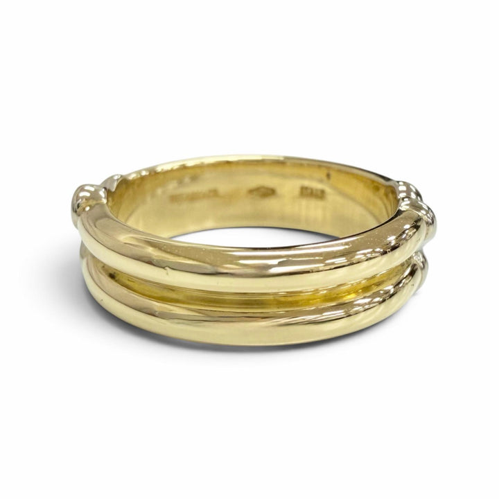 極美品△TIFFANY&amp;Co. ティファニー シグネチャーリング 指輪 ダイヤ コンビ 750YG/WG イエローゴールド ホワイトゴールド JP8号 重量5.5g