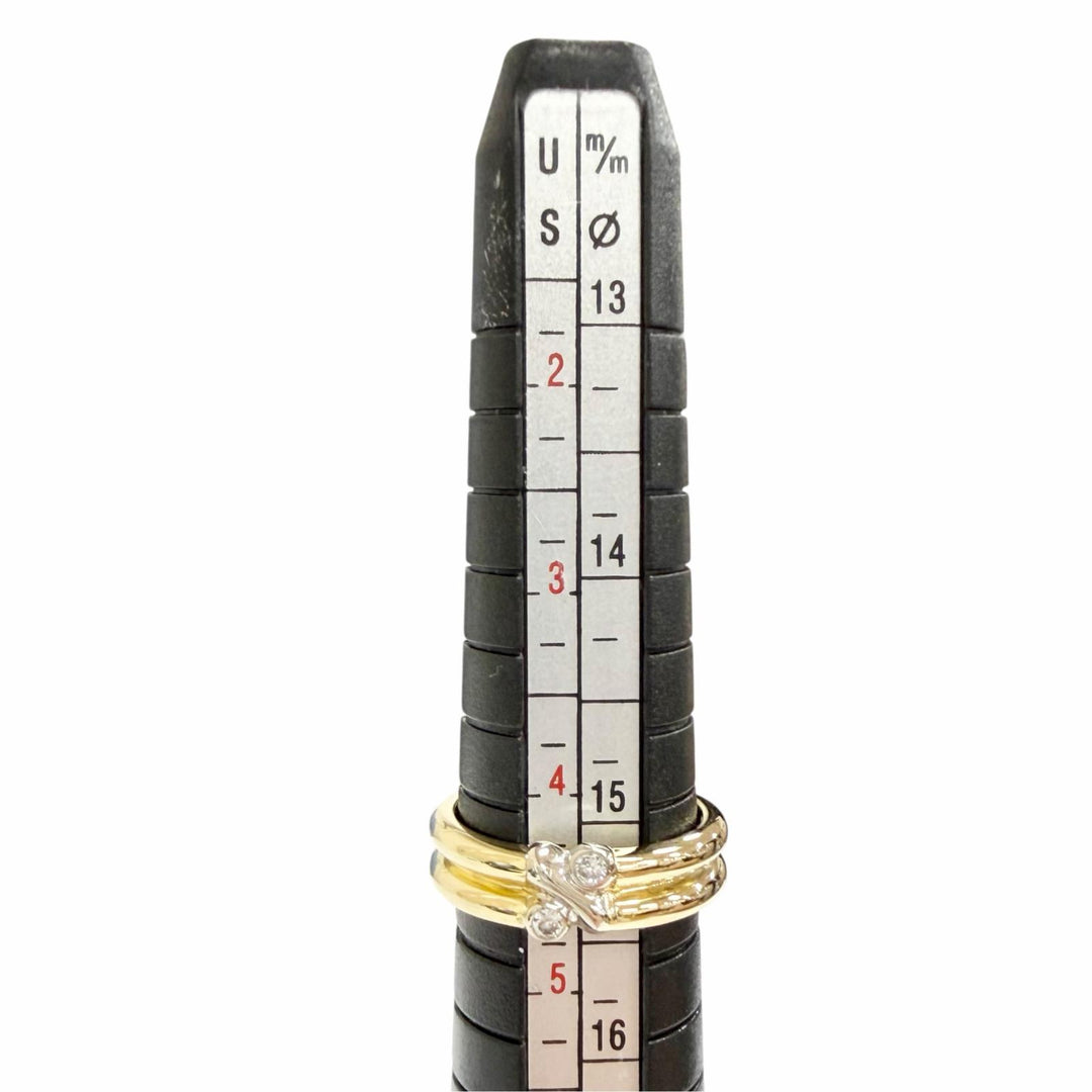 極美品△TIFFANY&amp;Co. ティファニー シグネチャーリング 指輪 ダイヤ コンビ 750YG/WG イエローゴールド ホワイトゴールド JP8号 重量5.5g