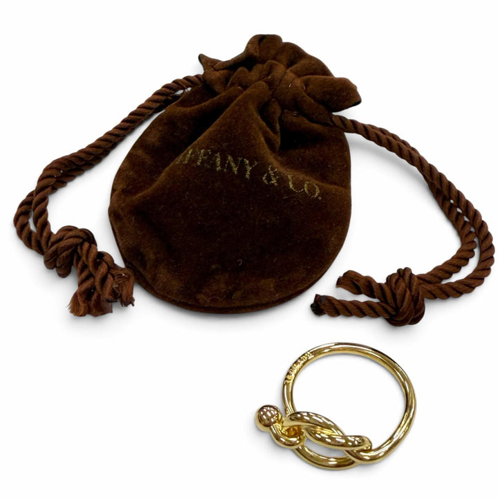 極美品▼TIFFANY&amp;Co. ティファニー ラブノット 750(YG) リング 指輪 イエローゴールド JP10号相当 重量4.2g レディース 保存袋付き
