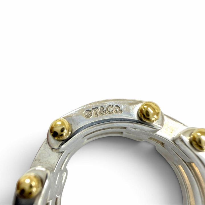 美品☆TIFFANY&amp;Co. ティファニー ゲートリンク リング 925 750 コンビ 指輪 シルバー イエローゴールド JP10号相当 重量11.7g レディース
