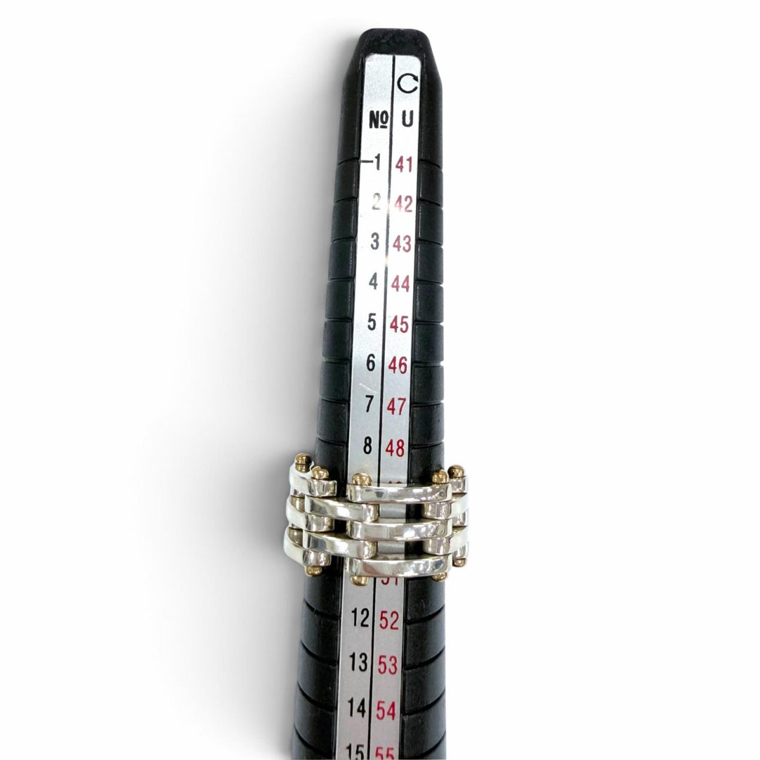 美品☆TIFFANY&amp;Co. ティファニー ゲートリンク リング 925 750 コンビ 指輪 シルバー イエローゴールド JP10号相当 重量11.7g レディース