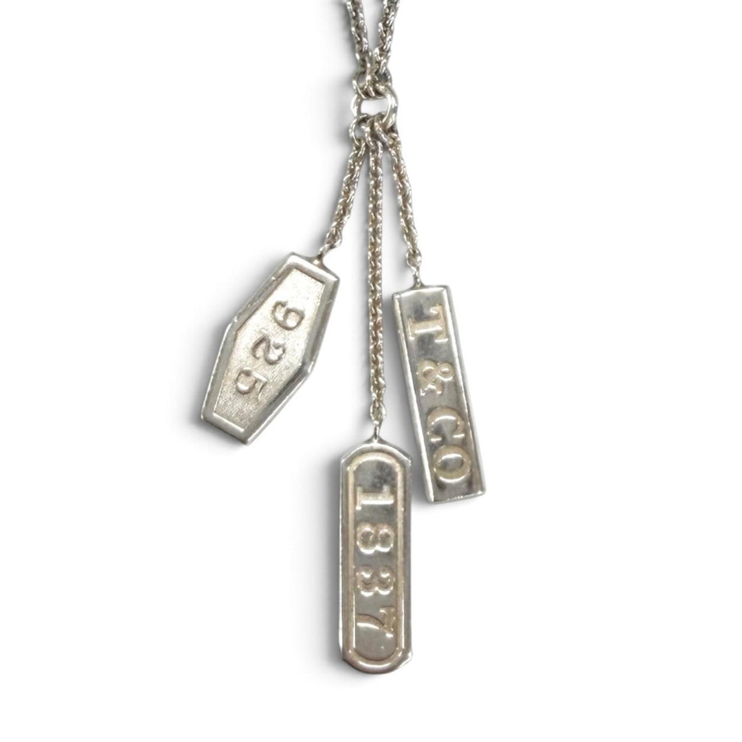良品★TIFFANY&amp;Co. ティファニー 925 1837 エレメント 3連タグ ネックレス ペンダント シルバー イタリア製 重量7.2g レディース