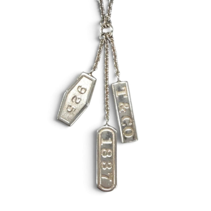 良品★TIFFANY&amp;Co. ティファニー 925 1837 エレメント 3連タグ ネックレス ペンダント シルバー イタリア製 重量7.2g レディース