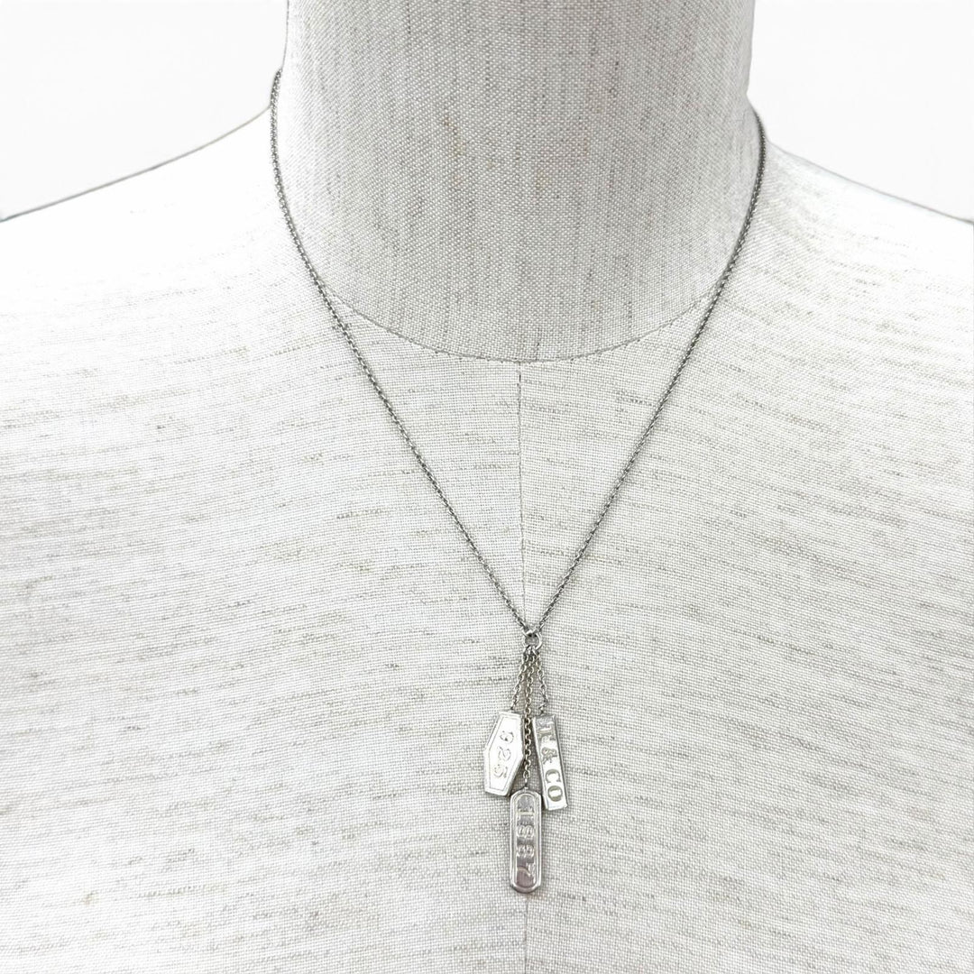 良品★TIFFANY&amp;Co. ティファニー 925 1837 エレメント 3連タグ ネックレス ペンダント シルバー イタリア製 重量7.2g レディース