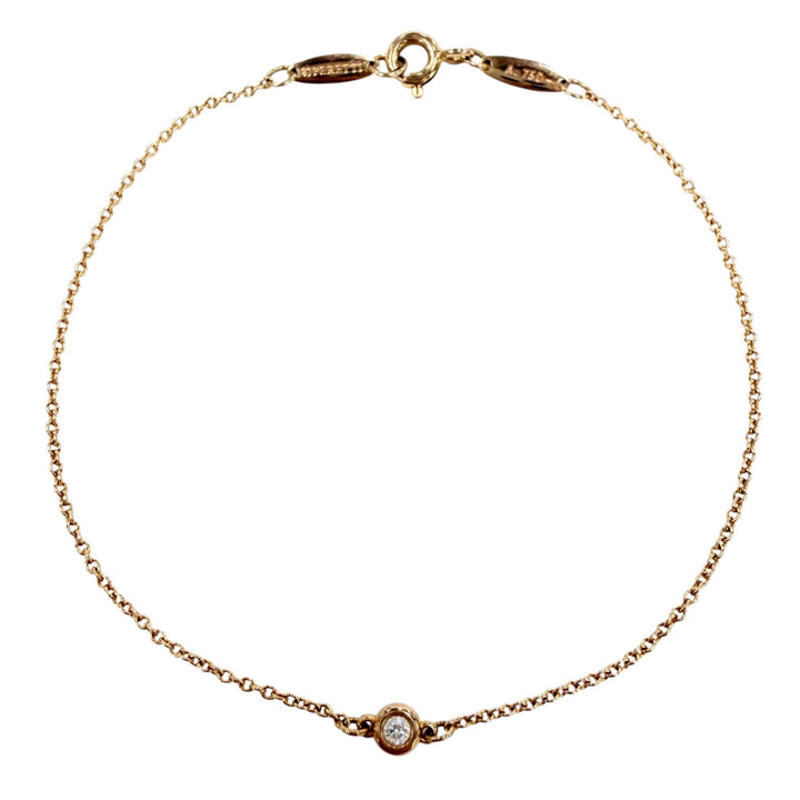 美品◇TIFFANY&amp;Co. ティファニー バイザヤード 750(PG) ダイヤ1P 約D0.05ct 枠込直径3.7mm ブレスレット スペイン製 重量1.3g レディース