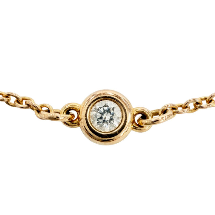 美品◇TIFFANY&amp;Co. ティファニー バイザヤード 750(PG) ダイヤ1P 約D0.05ct 枠込直径3.7mm ブレスレット スペイン製 重量1.3g レディース