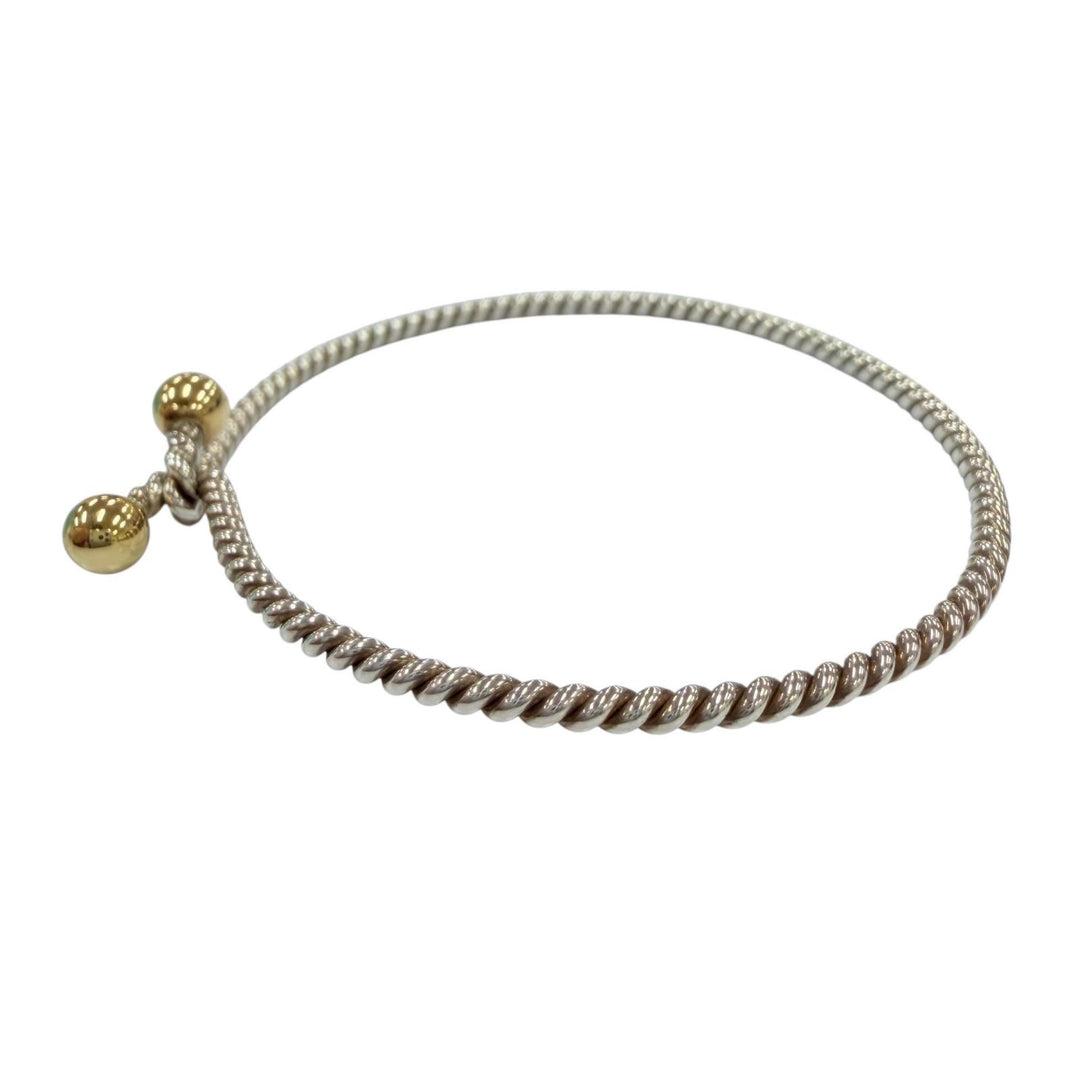 美品☆TIFFANY&amp;Co. ティファニー ダブルアイ ツイスト バングル 925 750 コンビ ブレスレット シルバー イエローゴールド 重量6.7g 箱付