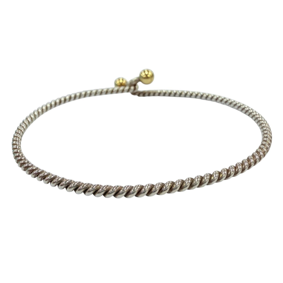 美品☆TIFFANY&amp;Co. ティファニー ダブルアイ ツイスト バングル 925 750 コンビ ブレスレット シルバー イエローゴールド 重量6.7g 箱付