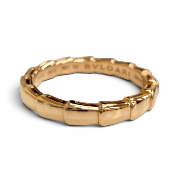 極美品△BVLGARI ブルガリ セルペンティ ヴァイパー リング 指輪 750(PG) ピンクゴールド 59 JP19号 イタリア製 重量4.5g メンズ