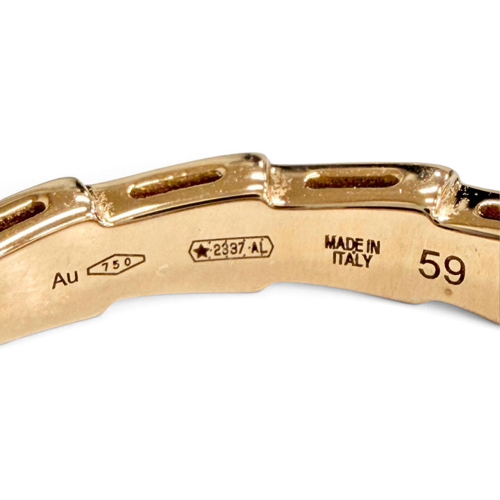 極美品△BVLGARI ブルガリ セルペンティ ヴァイパー リング 指輪 750(PG) ピンクゴールド 59 JP19号 イタリア製 重量4.5g メンズ