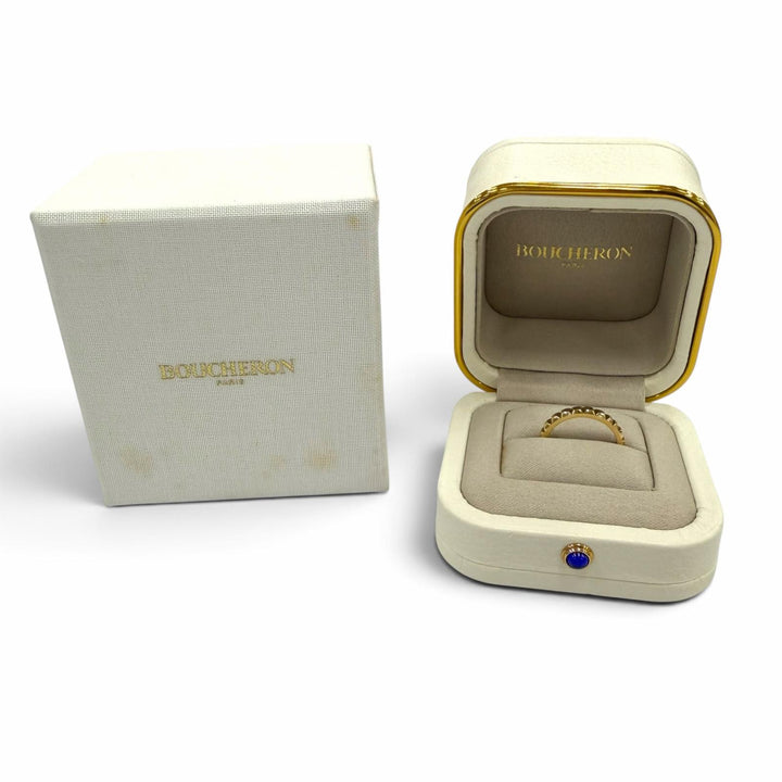 極美品☆BOUCHERON ブシュロン キャトル クル ド パリ リング ミディアム AU750（YG）イエローゴールド 47 JP8号相当 重量3.3g 箱付き
