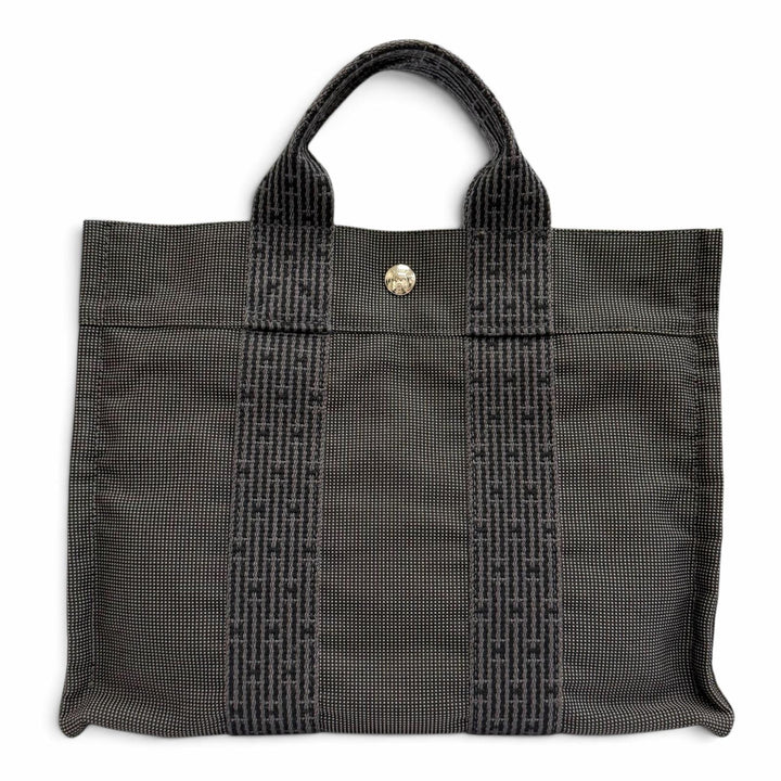 美品△HERMES エルメス エールライン トート PM シルバー金具 セリエボタン キャンバス トートバッグ ハンドバッグ グレー フランス製