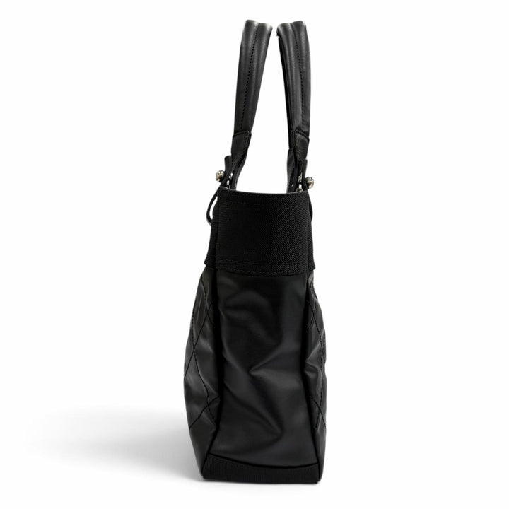 極美品★CHANEL シャネル A34208 パリビアリッツ PM ココマーク レザー使い コーティングキャンバス トートバッグ ブラック 保存袋付き
