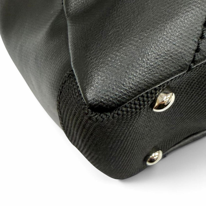 極美品★CHANEL シャネル A34208 パリビアリッツ PM ココマーク レザー使い コーティングキャンバス トートバッグ ブラック 保存袋付き