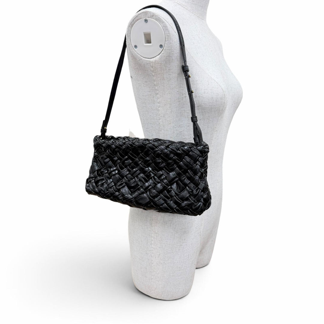 極美品☆BOTTEGAVENETA ボッテガヴェネタ カリメロ チャチャ ショルダーバッグ イントレチャート レザー ブラック イタリア製 定495000円