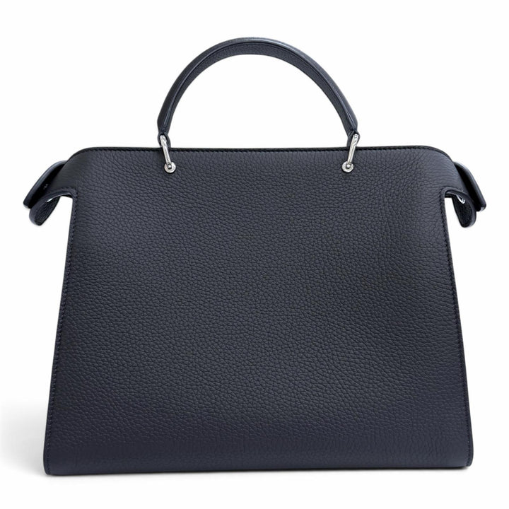 極美品△michino PARIS ミチノ パリ LUTECE PM ルテス スモール レザー 2WAY ハンドバッグ ショルダーバッグ ダークネイビー 伊製 袋付き