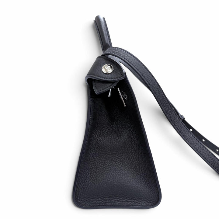 極美品△michino PARIS ミチノ パリ LUTECE PM ルテス スモール レザー 2WAY ハンドバッグ ショルダーバッグ ダークネイビー 伊製 袋付き