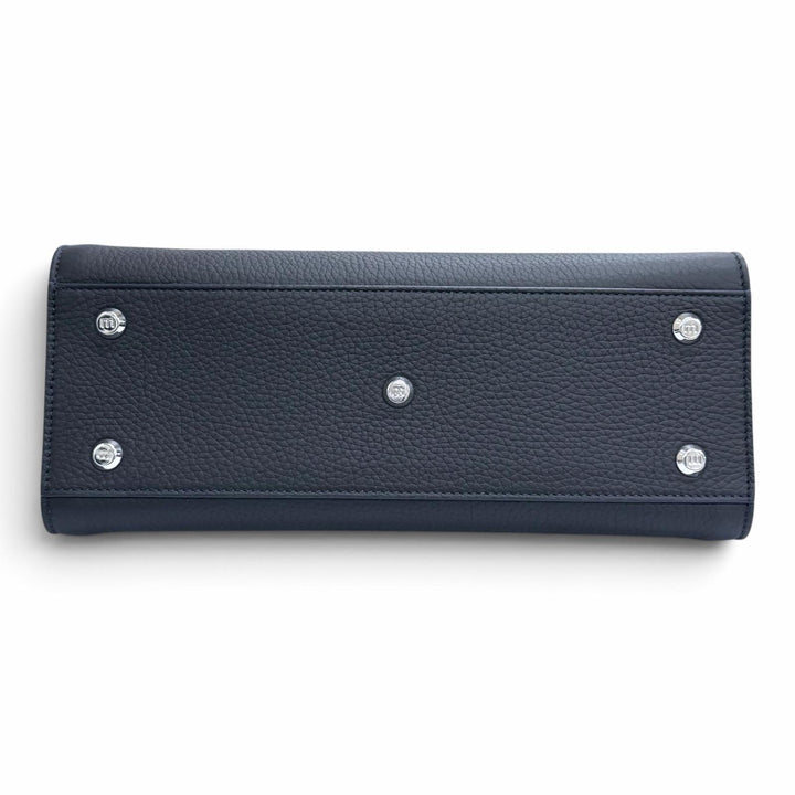 極美品△michino PARIS ミチノ パリ LUTECE PM ルテス スモール レザー 2WAY ハンドバッグ ショルダーバッグ ダークネイビー 伊製 袋付き