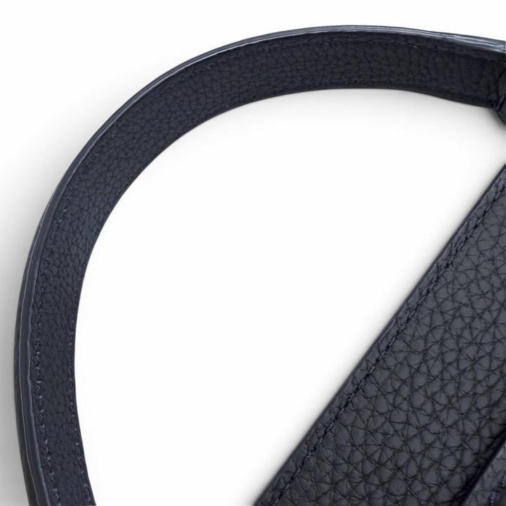 極美品△michino PARIS ミチノ パリ LUTECE PM ルテス スモール レザー 2WAY ハンドバッグ ショルダーバッグ ダークネイビー 伊製 袋付き