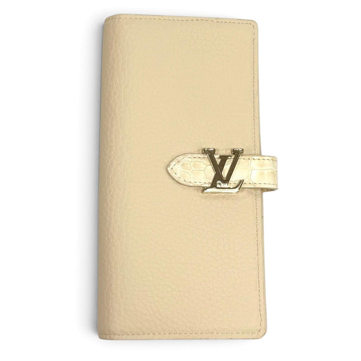 美品★LOUIS VUITTON ルイヴィトン LV ヴェルティカル ウォレット トリヨンレザー クロコダイル 二つ折り 長財布 アイボリー 箱・袋付