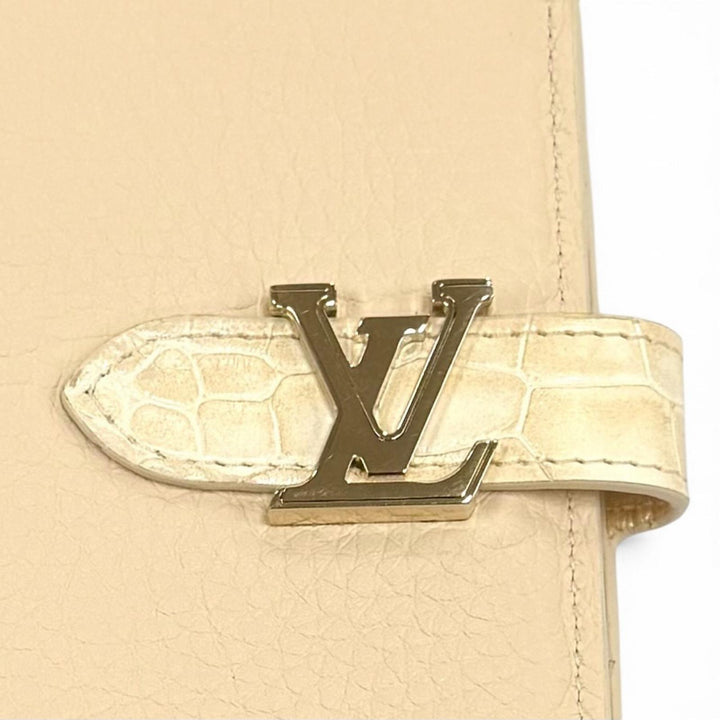 美品★LOUIS VUITTON ルイヴィトン LV ヴェルティカル ウォレット トリヨンレザー クロコダイル 二つ折り 長財布 アイボリー 箱・袋付