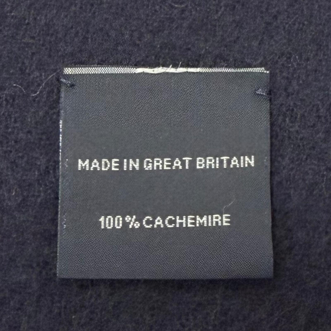 極美品□HERMES エルメス レクトヴェルソ カシミヤ100％ Hロゴ刺繍 エンブロイダリー フリンジ マフラー ボルドー ネイビー 英国製
