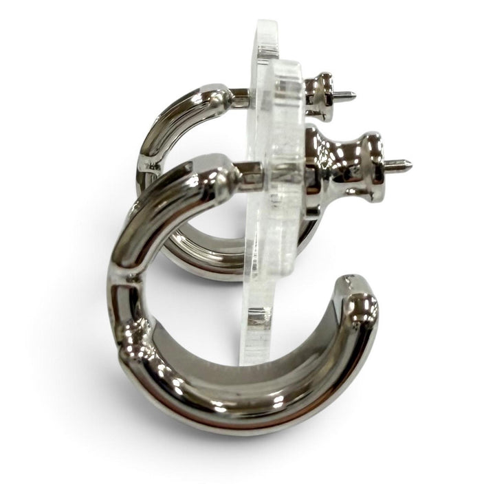 極美品★HERMES エルメス ピアス オランプ PM カーフレザー シルバー金具 ブラック アクセサリー フランス製 レディース 保存袋付