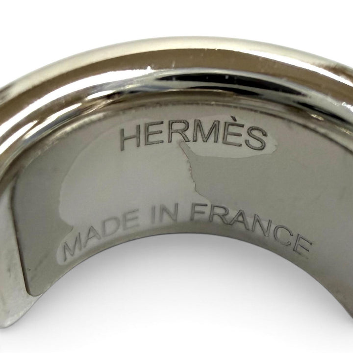 極美品★HERMES エルメス ピアス オランプ PM カーフレザー シルバー金具 ブラック アクセサリー フランス製 レディース 保存袋付