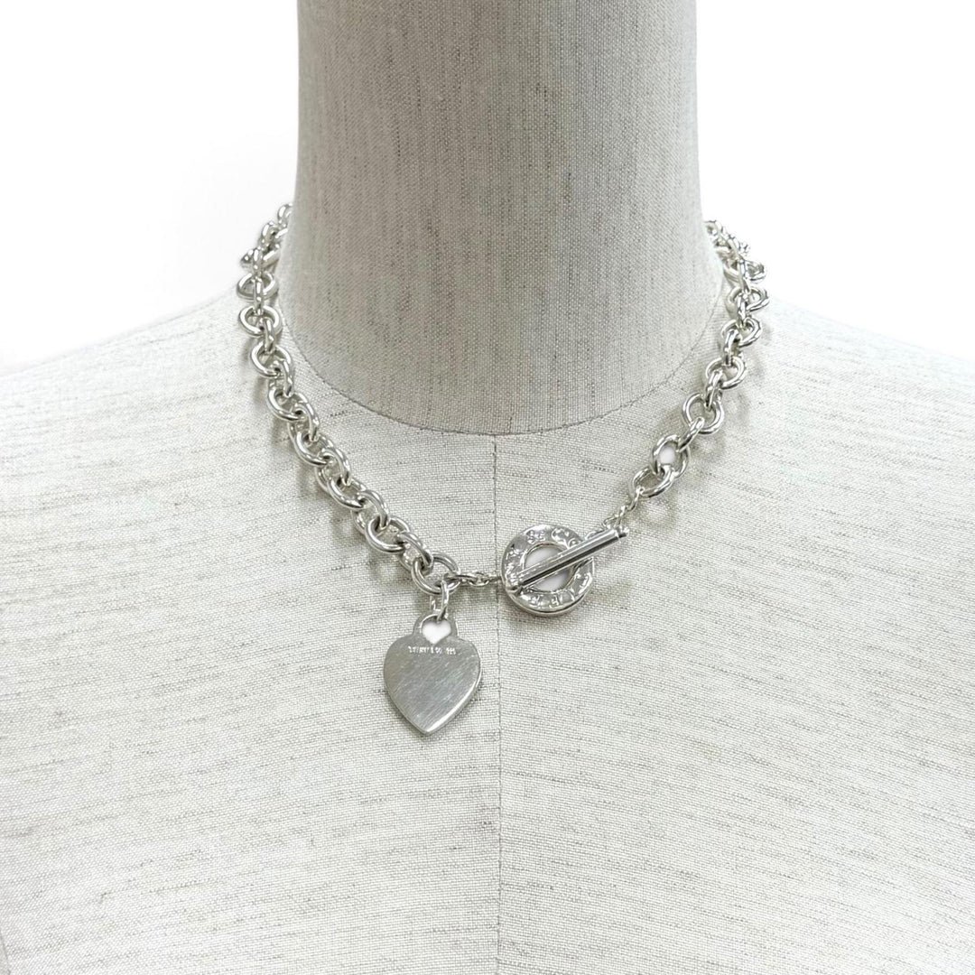 美品★TIFFANY&amp;Co. ティファニー 925 ハートタグ トグル チョーカー ネックレス アクセサリー シルバー 重量77.8g レディース