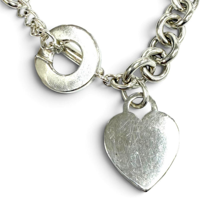 美品★TIFFANY&amp;Co. ティファニー 925 ハートタグ トグル チョーカー ネックレス アクセサリー シルバー 重量77.8g レディース