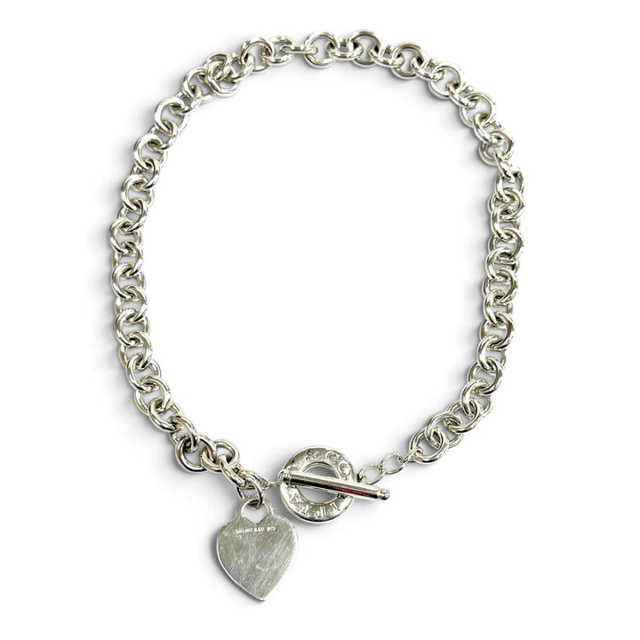 美品★TIFFANY&amp;Co. ティファニー 925 ハートタグ トグル チョーカー ネックレス アクセサリー シルバー 重量77.8g レディース