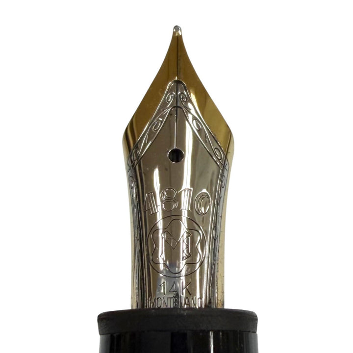 美品▼MONTBLANC モンブラン マイスターシュテュック 146 ペン先14K Fニブ ホワイトスター 万年筆 ブラック ゴールド ドイツ製 メンズ