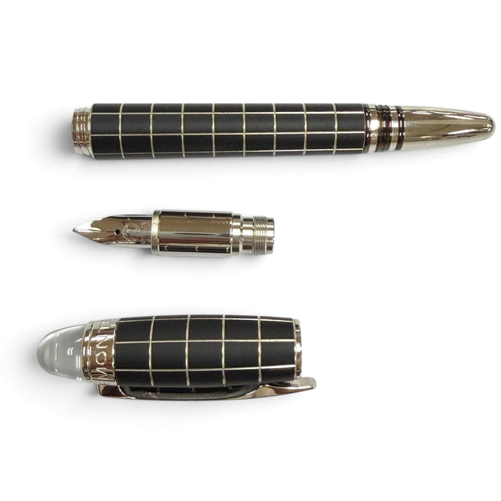 良品▼MONTBLANC モンブラン スターウォーカー ラバー ペン先14K Mニブ ホワイトスター 万年筆 マットブラック シルバー ドイツ製 メンズ
