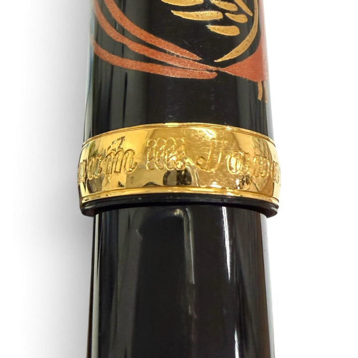 良品□PLATINUM プラチナ 3776 ペン先14K 蒔絵 鳳凰 逸平作 キャップ式 万年筆 ステーショナリー ブラック ゴールド メンズ レディース