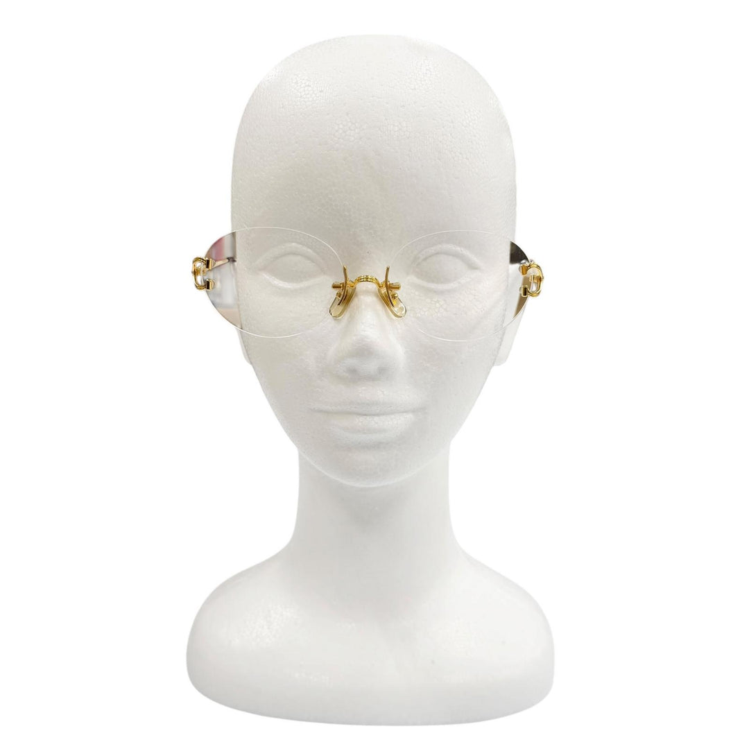 良品▼Cartier カルティエ 2C デコール リムレス ツーポイント メガネ 眼鏡 アイウェア ゴールド ボルドー □16 135 度入り 仏製 メンズ