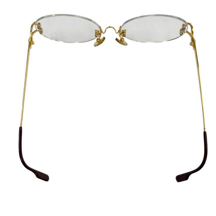 良品▼Cartier カルティエ 2C デコール リムレス ツーポイント メガネ 眼鏡 アイウェア ゴールド ボルドー □16 135 度入り 仏製 メンズ