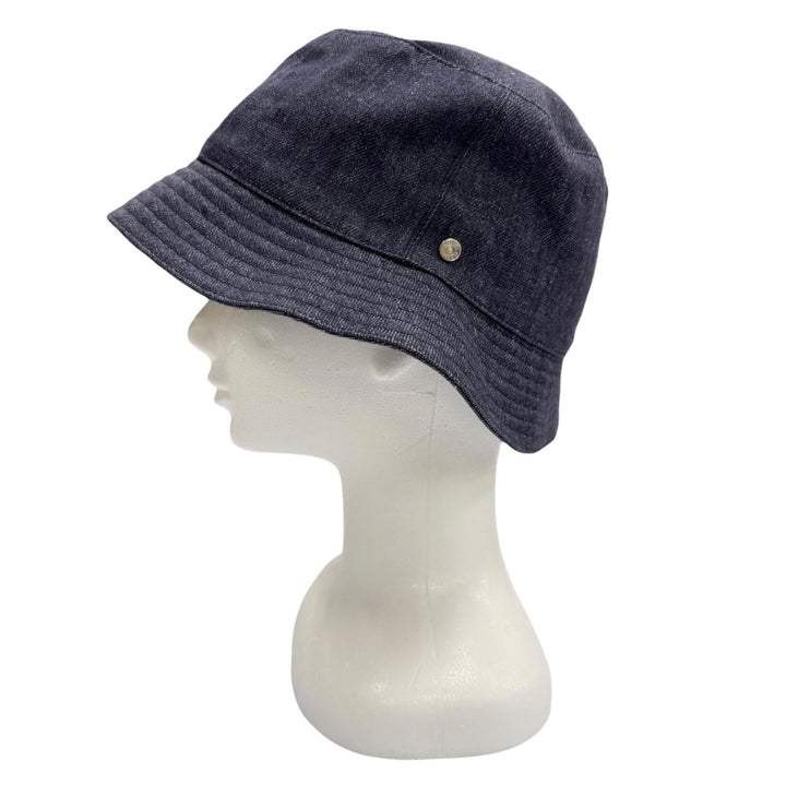美品▼HERMES エルメス ボブ エデン セリエ リネン100% シルバー金具 帽子 バケットハット インディゴ 57 フランス製 メンズ