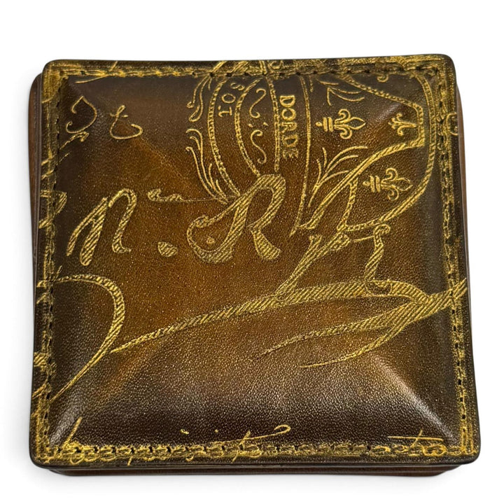 美品★BERLUTI ベルルッティ KHAYA カヤ カリグラフィ ゴールデンパティーヌ レザー コインケース ブラウン ゴールド イタリア製 メンズ
