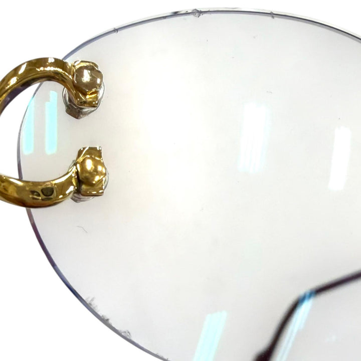 人気▼Cartier カルティエ リムレス ツーポイント ロゴ金具付き メガネ 眼鏡 アイウェア ゴールド ボルドー □16 135 度なし フランス製