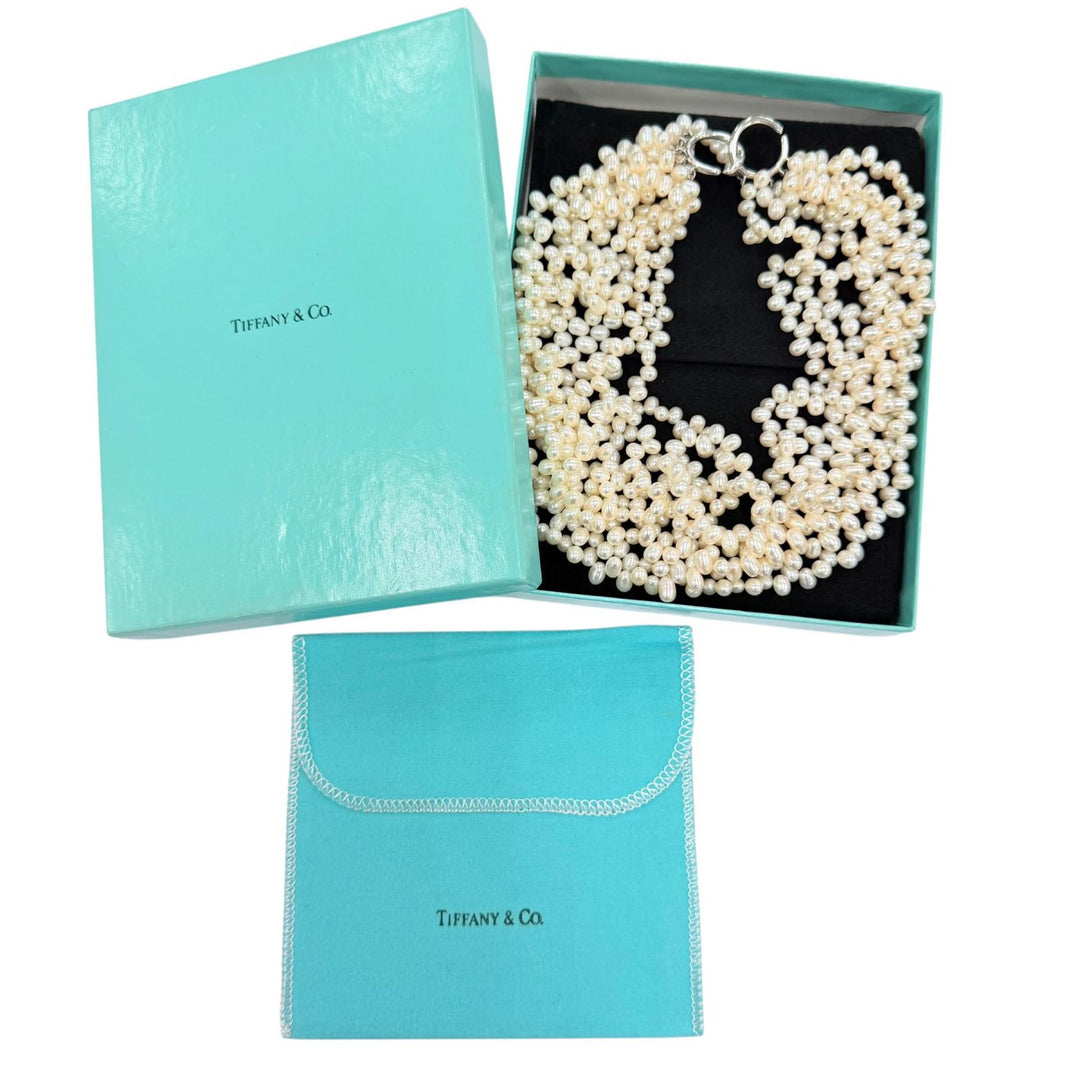 美品☆TIFFANY&amp;Co. ティファニー パロマピカソ トルセード フレッシュウォーターパール 925 8連ネックレス ホワイト シルバー 総重量209g