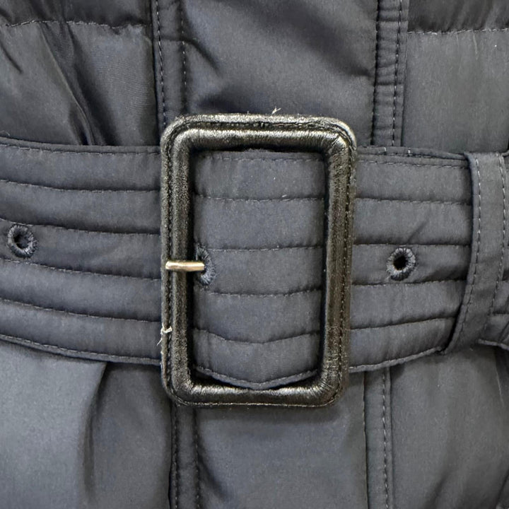 美品★BURBERRY LONDON バーバリーロンドン B1C01-849-28 ベルト付 FOXファー使い 裏地チェック柄 ダウンコート 38 正規品 ガーメント付