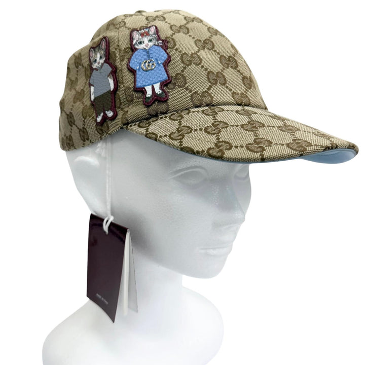 未使用品□GUCCI YUKO HIGUCHI グッチ ヒグチユウコ 847862 ボー＆ボリス GGキャンバス レザー キャップ M/57cm イタリア製 正規品