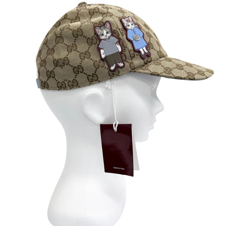未使用品□GUCCI YUKO HIGUCHI グッチ ヒグチユウコ 847862 ボー＆ボリス GGキャンバス レザー キャップ M/57cm イタリア製 正規品