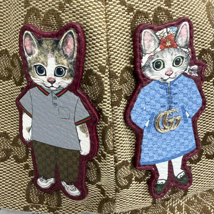 未使用品□GUCCI YUKO HIGUCHI グッチ ヒグチユウコ 847862 ボー＆ボリス GGキャンバス レザー キャップ M/57cm イタリア製 正規品