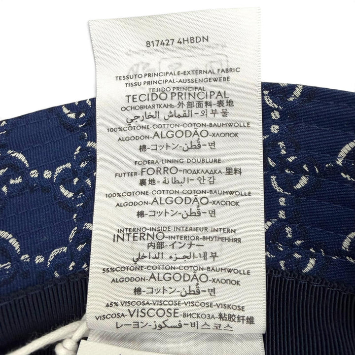 未使用品▼GUCCI グッチ 817427 コットン100% GG柄 帽子 バケットハット ネイビー M (58cm) イタリア製 正規品 メンズ ユニセックス