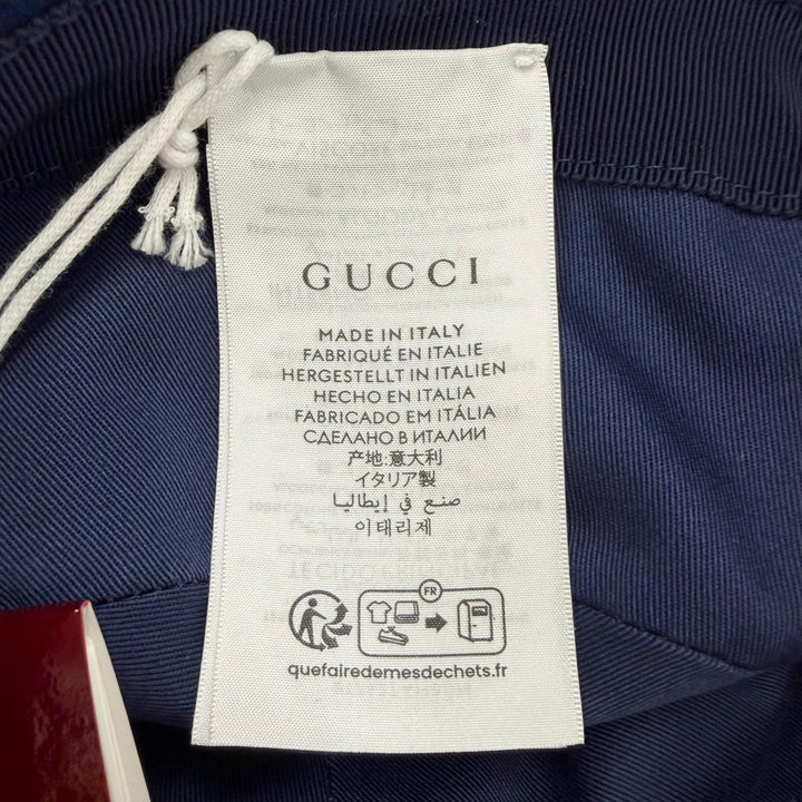 未使用品▼GUCCI グッチ 817427 コットン100% GG柄 帽子 バケットハット ネイビー M (58cm) イタリア製 正規品 メンズ ユニセックス
