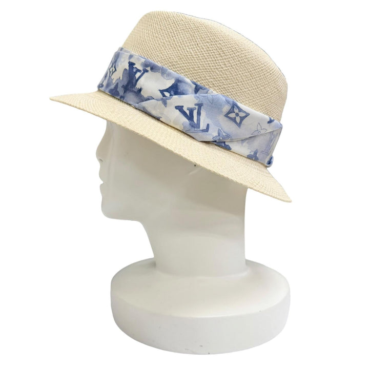 美品△LOUIS VUITTON ルイヴィトン M76762 モノグラム ウォーターカラー シャポー サマータイム ヤシ シルク バケットハット 58 正規品
